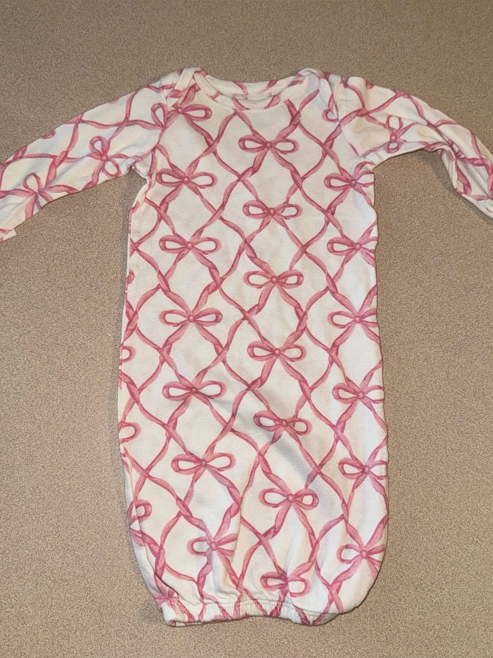 Bundles baby place newborn preemie up to 7lbs sleeper pink & white bow print